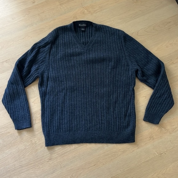 Brooks Brothers Other - Brooks Brothers Ribbed V Neck 100% Lambswool Sweater Blue Classic Men’s Sz XL